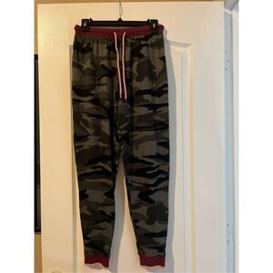 Kensie green and burgundy camo joggers